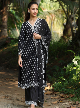 Black nivi malgudi day kurta set