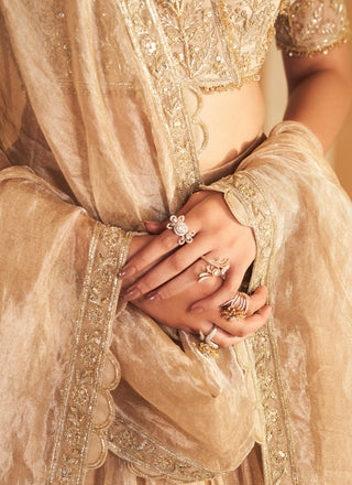 Gold zarina hunar lehenga set