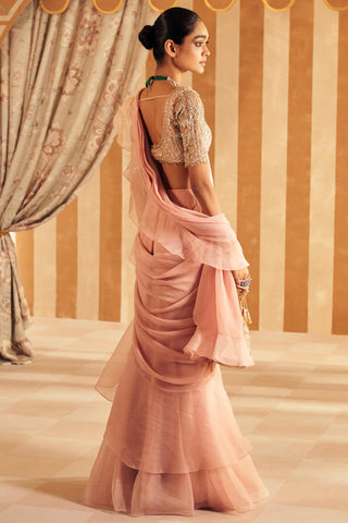 Pink hunarban hunar saree set