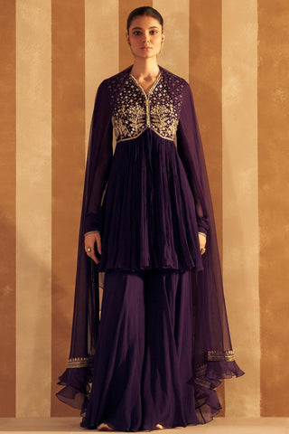Purple anjum hunar short anarkali set