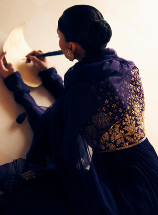 Purple anjum hunar short anarkali set