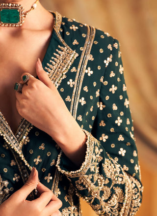 Green zeeb hunar pant suit set