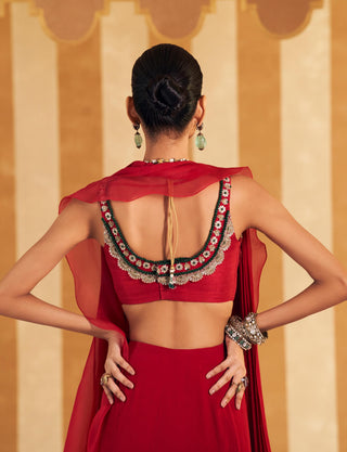 Red chashm hunar saree set