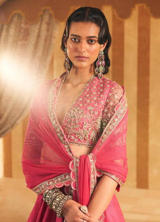 Pink tabeer hunar lehenga set