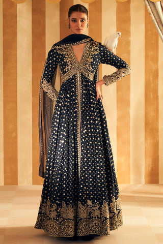 Blue ibtida hunar anarkali set