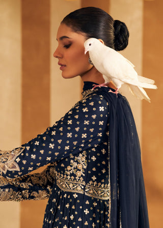 Blue ibtida hunar anarkali set