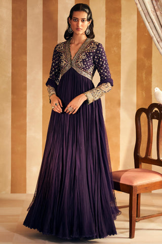 Purple fanon hunar anarkali set