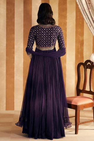 Purple fanon hunar anarkali set