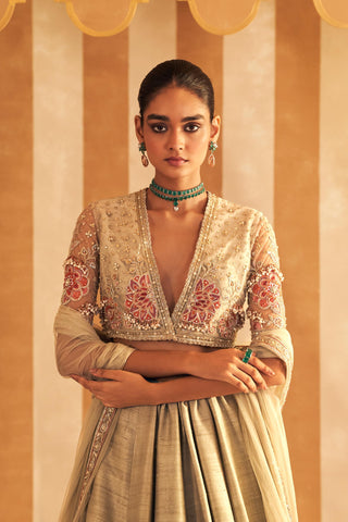 Green gulbahar hunar lehenga set