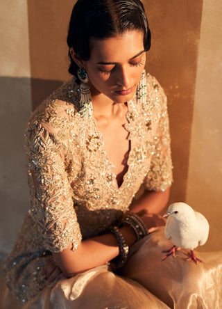 Beige mahroo hunar peplum set