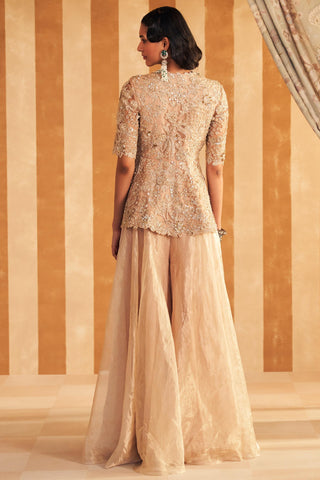 Beige mahroo hunar peplum set