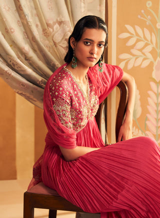 Pink nafasat hunar anarkali set