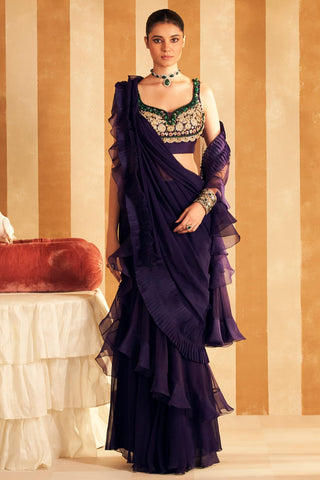 Purple naghma hunar saree set