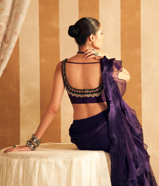 Purple naghma hunar saree set