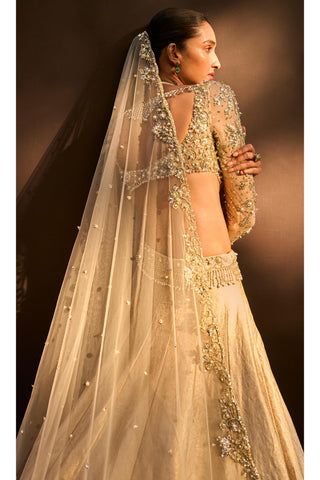 Brocade Lehenga Set Indian Wedding Beige Brocade by Tamanna Punjabi Kapoor