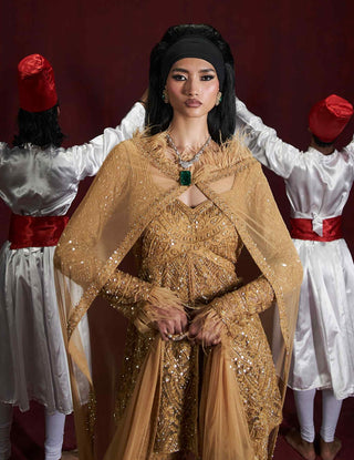 Zareen antique gold sharara set