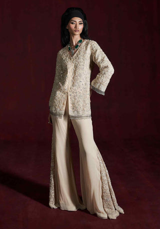 Soha beige closed jacket and bell bottoms