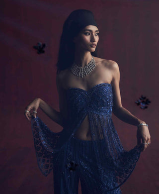 Rani electric blue sharara and peplum set