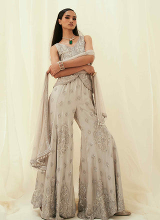 Sufiya gray embellished sharara set