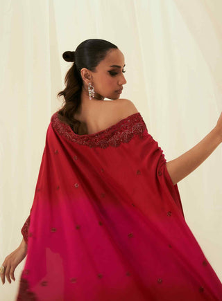 Amani red shaded cape and sharara