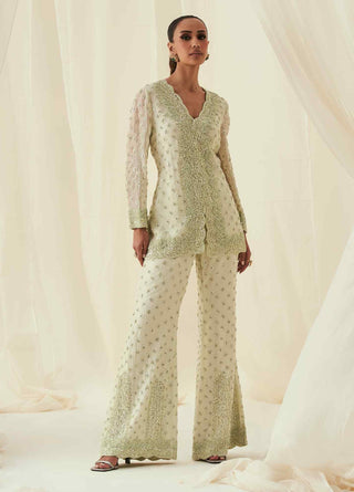 Farida ice mint closed jacket and bellbottoms