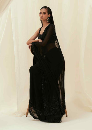 Rubab black georgette saree and blouse