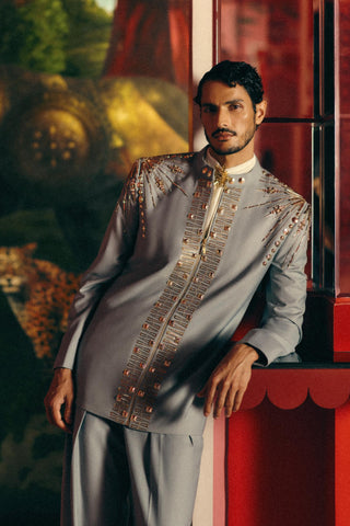 Jacket Set for Indian Wedding – Blue Celestial Radiance by Papa Don't Preach