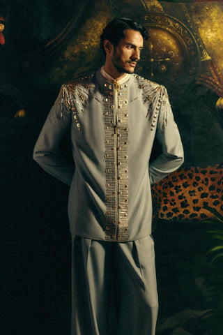 Jacket Set for Indian Wedding – Blue Celestial Radiance by Papa Don't Preach