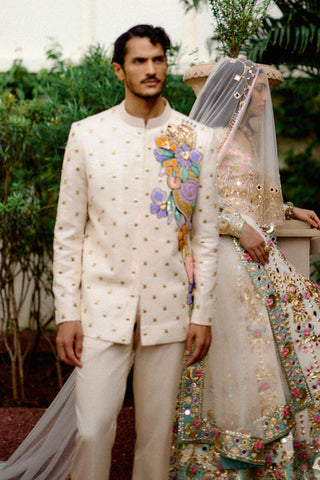 Jacket Set for Indian Wedding – Ivory Bloom by Papa Don't Preach