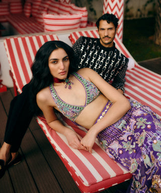 Lehenga Set for Indian Wedding – Purple Cosmic Romance by Papa Don't Preach