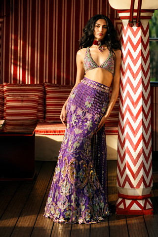 Lehenga Set for Indian Wedding – Purple Cosmic Romance by Papa Don't Preach