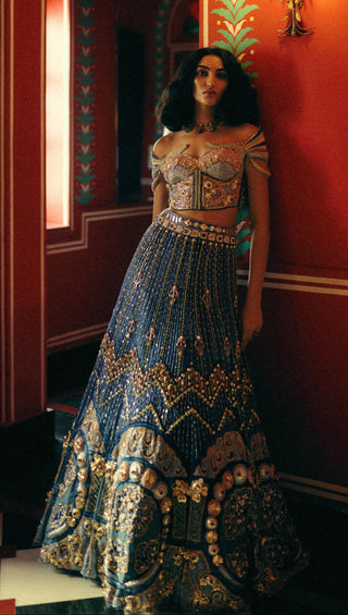 Lehenga Set for Indian Wedding – Blue Vespera by Papa Don't Preach