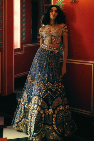Lehenga Set for Indian Wedding – Blue Vespera by Papa Don't Preach