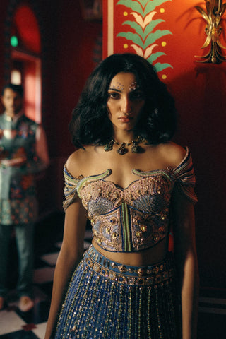 Lehenga Set for Indian Wedding – Blue Vespera by Papa Don't Preach