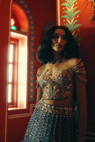 Lehenga Set for Indian Wedding – Blue Vespera by Papa Don't Preach