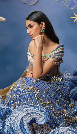 Lehenga Set for Indian Wedding – Blue Vespera by Papa Don't Preach