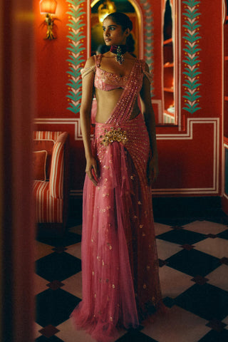 Pink burn baby burn moonchild majesty saree set
