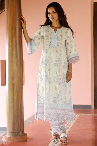 White malgudi days nair kurta set