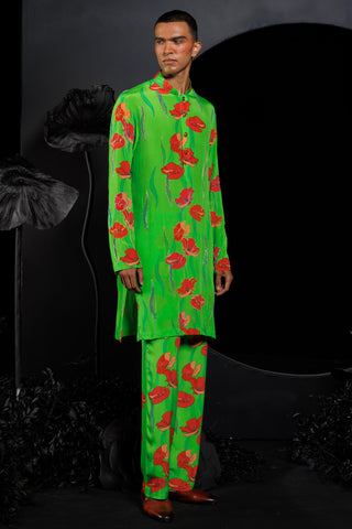 Parrot kurta set with sequins