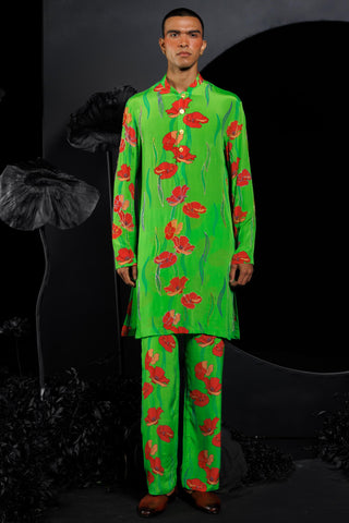 Parrot kurta set with sequins