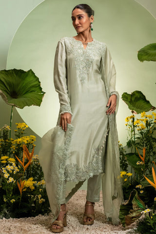 Long Kurta Set for Contemporary Wear – Green Eden by Pallavi Poddar