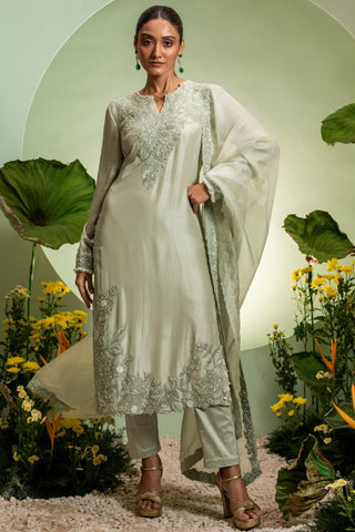 Long Kurta Set for Contemporary Wear – Green Eden by Pallavi Poddar