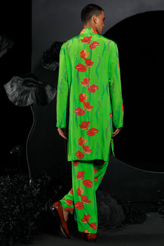 Parrot kurta set with sequins