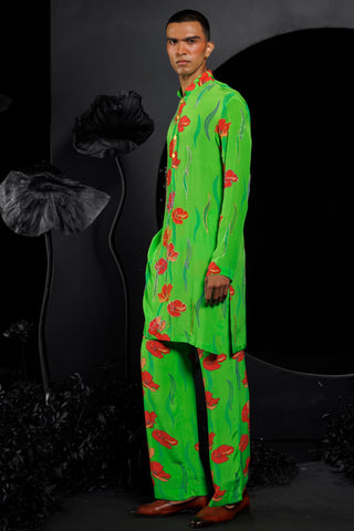 Parrot kurta set with sequins