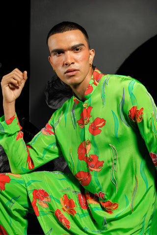 Parrot kurta set with sequins