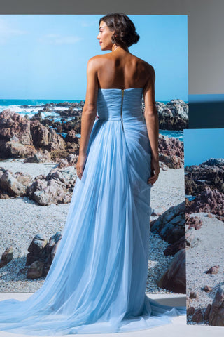 Tube Dress with Draped Trail for Contemporary Wear – Blue Mer-Mood by Nautanky