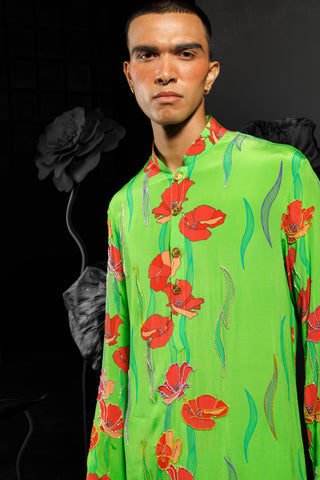 Parrot kurta set with sequins