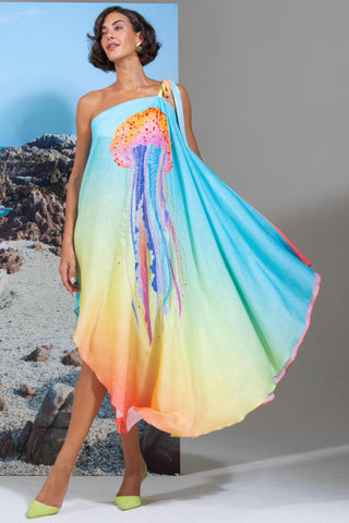 Multicolor pina wow one shoulder dress