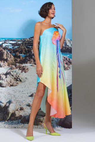 Multicolor pina wow one shoulder dress