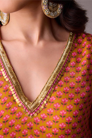 Multicolor georgette kurti and crepe salwar